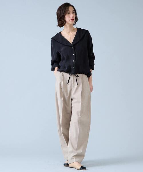 Liesse（リエス）の「麻調カーブパンツ（その他パンツ・レディース・ナチュラル/チャコールグレー・2/3）」の6枚目の写真