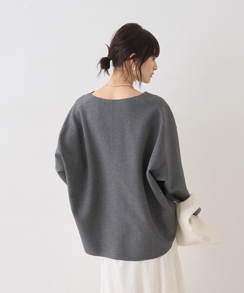 Rouge vif（ルージュヴィフ）の「ダブルフェイスプルオーバーブラウス/春服/オフィスカジュアル/レイヤードトップス/手洗い可能（シャツ/ブラウス・レディース・ホワイト/チャコールグレー/ベージュ・フリー）」の9枚目の写真