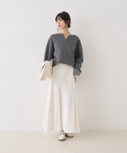 Rouge vif（ルージュヴィフ）の「ダブルフェイスプルオーバーブラウス/春服/オフィスカジュアル/レイヤードトップス/手洗い可能（シャツ/ブラウス・レディース・ホワイト/チャコールグレー/ベージュ・フリー）」の21枚目の写真