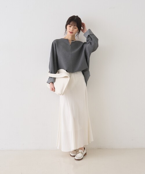 Rouge vif（ルージュヴィフ）の「ダブルフェイスプルオーバーブラウス/春服/オフィスカジュアル/レイヤードトップス/手洗い可能（シャツ/ブラウス・レディース・ホワイト/チャコールグレー/ベージュ・フリー）」の22枚目の写真