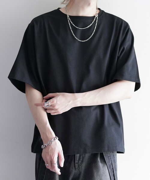 cussil(クシル)の「【cussil/クシル】リファインコットンワイドショートシルエット半袖Tシャツ(Tシャツ/カットソー・メンズ・ブラック/ホワイト/ブラック系/グレー系・L/S/M)」の3枚目の写真