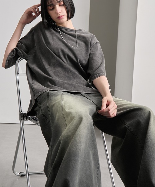 cussil(クシル)の「【cussil/クシル】リファインコットンワイドショートシルエット半袖Tシャツ(Tシャツ/カットソー・メンズ・ブラック/ホワイト/ブラック系/グレー系・L/S/M)」の8枚目の写真