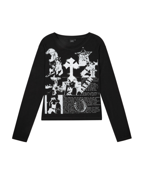 AAKAM(アーカム)の「Cross Paper Long Sleeve (Black)(Tシャツ/カットソー・レディース・その他・1/2)」の1枚目の写真