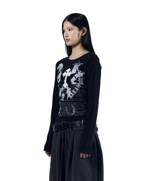 AAKAM(アーカム)の「Cross Paper Long Sleeve (Black)(Tシャツ/カットソー・レディース・その他・1/2)」の3枚目の写真