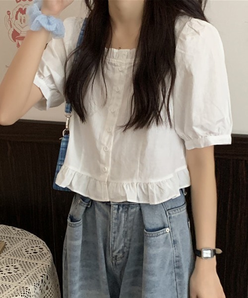 Flugge(フラッジー)の「フリル半袖シャツブラウス(シャツ/ブラウス・レディース・ホワイト/ピンク・LARGE/MEDIUM)」の9枚目の写真