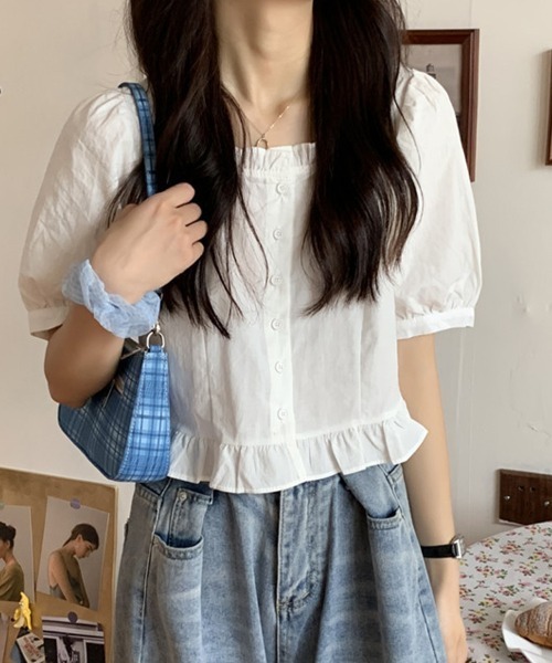 Flugge(フラッジー)の「フリル半袖シャツブラウス(シャツ/ブラウス・レディース・ホワイト/ピンク・LARGE/MEDIUM)」の10枚目の写真