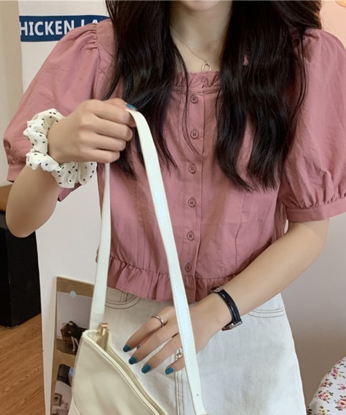 Flugge(フラッジー)の「フリル半袖シャツブラウス(シャツ/ブラウス・レディース・ホワイト/ピンク・LARGE/MEDIUM)」の6枚目の写真