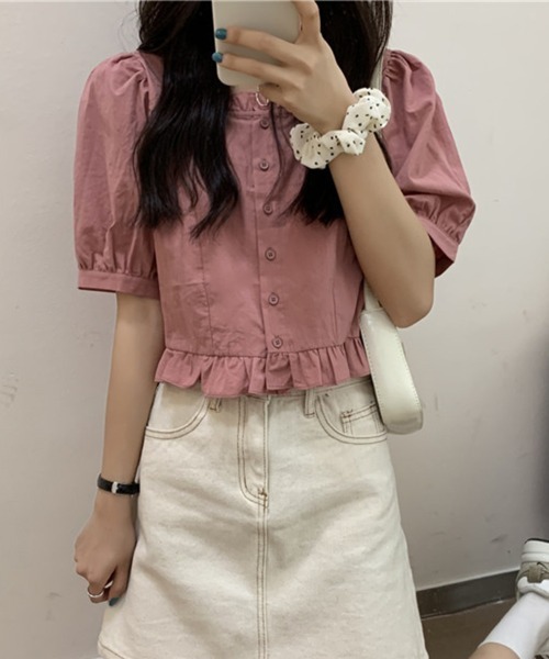 Flugge(フラッジー)の「フリル半袖シャツブラウス(シャツ/ブラウス・レディース・ホワイト/ピンク・LARGE/MEDIUM)」の7枚目の写真