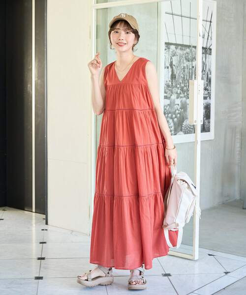 FREAK'S STORE(フリークスストア)の「限定展開 インド ティアード ハシゴレース ノースリーブ ワンピース(ワンピース・レディース・レッド/ブラウン系その他/ブラック/オフホワイト/ブルー・SMALL/MEDIUM)」の18枚目の写真
