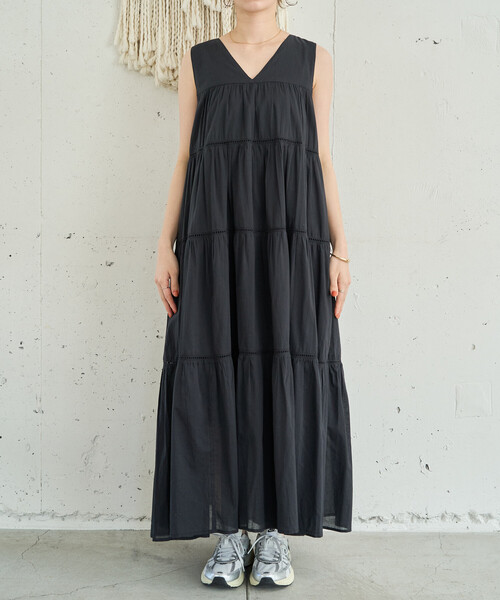 FREAK'S STORE(フリークスストア)の「限定展開 インド ティアード ハシゴレース ノースリーブ ワンピース(ワンピース・レディース・レッド/ブラウン系その他/ブラック/オフホワイト/ブルー・SMALL/MEDIUM)」の13枚目の写真