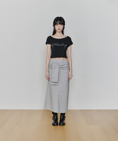 PAIN OR PLEASURE(ペインオアプレジャー)の「TIED LONG SKIRT melange grey(スカート・レディース・その他・SMALL/MEDIUM)」の2枚目の写真