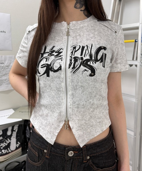 Figments(フィグメンツ)の「SHEEPINGジップトップ(Tシャツ/カットソー・レディース・ホワイト/スミクロ・FREE)」の8枚目の写真
