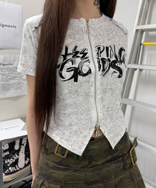 Figments(フィグメンツ)の「SHEEPINGジップトップ(Tシャツ/カットソー・レディース・ホワイト/スミクロ・FREE)」の9枚目の写真