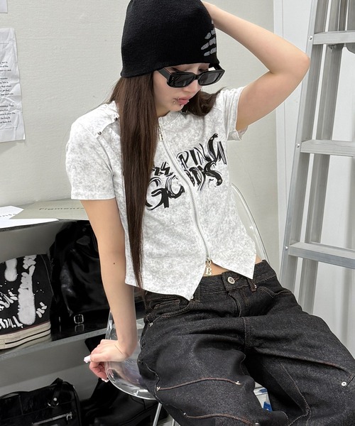 Figments(フィグメンツ)の「SHEEPINGジップトップ(Tシャツ/カットソー・レディース・ホワイト/スミクロ・FREE)」の11枚目の写真