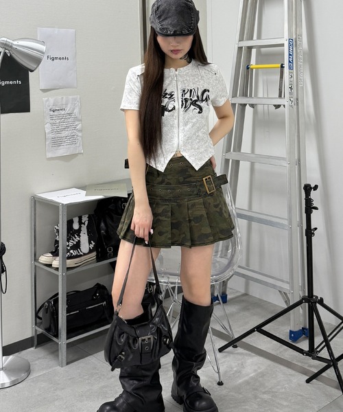 Figments(フィグメンツ)の「SHEEPINGジップトップ(Tシャツ/カットソー・レディース・ホワイト/スミクロ・FREE)」の12枚目の写真