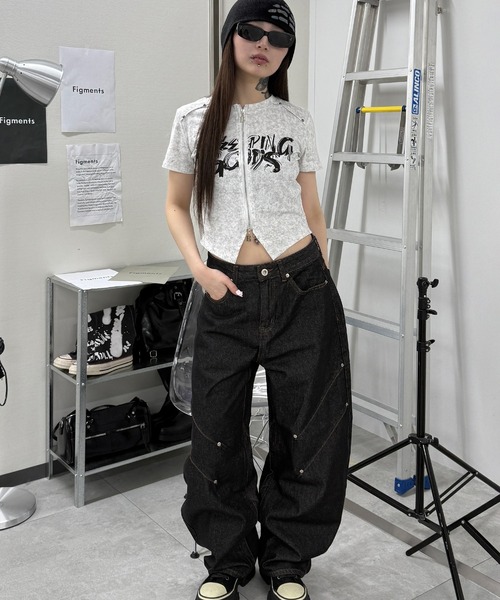 Figments(フィグメンツ)の「SHEEPINGジップトップ(Tシャツ/カットソー・レディース・ホワイト/スミクロ・FREE)」の13枚目の写真