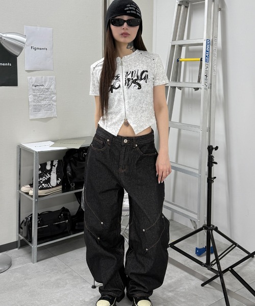 Figments(フィグメンツ)の「SHEEPINGジップトップ(Tシャツ/カットソー・レディース・ホワイト/スミクロ・FREE)」の14枚目の写真