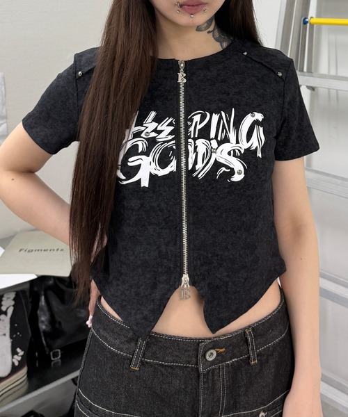 Figments(フィグメンツ)の「SHEEPINGジップトップ(Tシャツ/カットソー・レディース・ホワイト/スミクロ・FREE)」の15枚目の写真