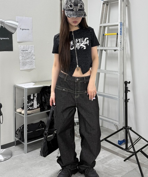 Figments(フィグメンツ)の「SHEEPINGジップトップ(Tシャツ/カットソー・レディース・ホワイト/スミクロ・FREE)」の16枚目の写真