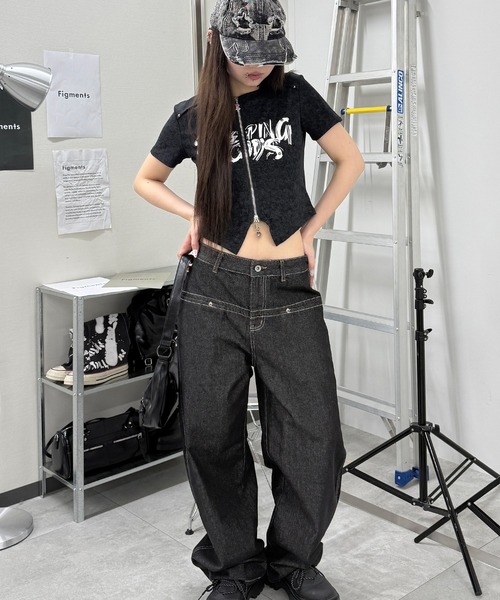 Figments(フィグメンツ)の「SHEEPINGジップトップ(Tシャツ/カットソー・レディース・ホワイト/スミクロ・FREE)」の17枚目の写真