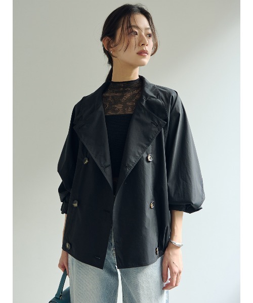 anuans（アニュアンス）の「ライトトレンチミドルブルゾン（ブルゾン・レディース・アイボリー/ブラック/ベージュ・FREE）」の13枚目の写真