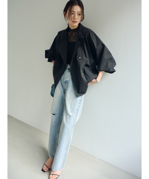 anuans（アニュアンス）の「ライトトレンチミドルブルゾン（ブルゾン・レディース・アイボリー/ブラック/ベージュ・FREE）」の18枚目の写真