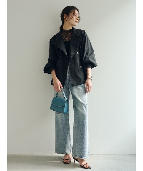 anuans（アニュアンス）の「ライトトレンチミドルブルゾン（ブルゾン・レディース・アイボリー/ブラック/ベージュ・FREE）」の15枚目の写真