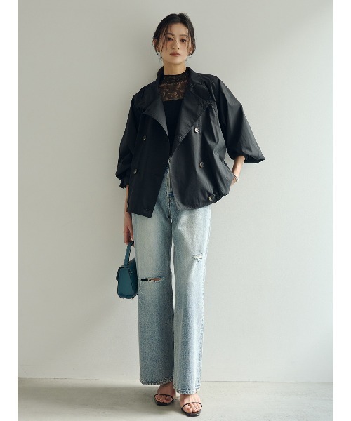 anuans（アニュアンス）の「ライトトレンチミドルブルゾン（ブルゾン・レディース・アイボリー/ブラック/ベージュ・FREE）」の17枚目の写真