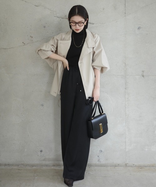 anuans（アニュアンス）の「ライトトレンチミドルブルゾン（ブルゾン・レディース・アイボリー/ブラック/ベージュ・FREE）」の21枚目の写真