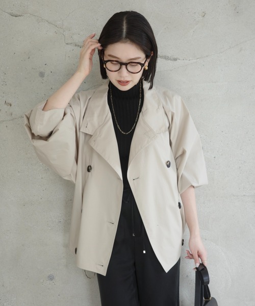 anuans（アニュアンス）の「ライトトレンチミドルブルゾン（ブルゾン・レディース・アイボリー/ブラック/ベージュ・FREE）」の19枚目の写真