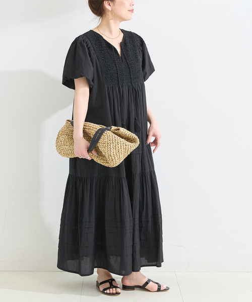B.C STOCK(ベーセーストック)の「ウォッシャブル / バルーンスリーブワンピース(ワンピース・レディース・ブラック/ホワイト/ブラウン・FREE)」の3枚目の写真