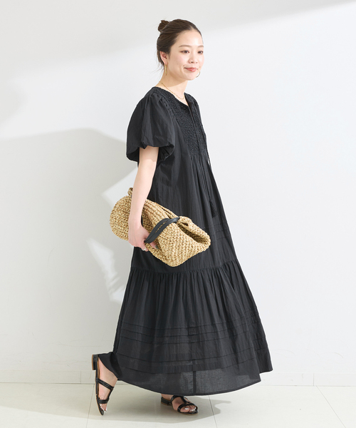 B.C STOCK(ベーセーストック)の「ウォッシャブル / バルーンスリーブワンピース(ワンピース・レディース・ブラック/ホワイト/ブラウン・FREE)」の4枚目の写真