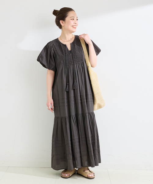 B.C STOCK(ベーセーストック)の「ウォッシャブル / バルーンスリーブワンピース(ワンピース・レディース・ブラック/ホワイト/ブラウン・FREE)」の13枚目の写真