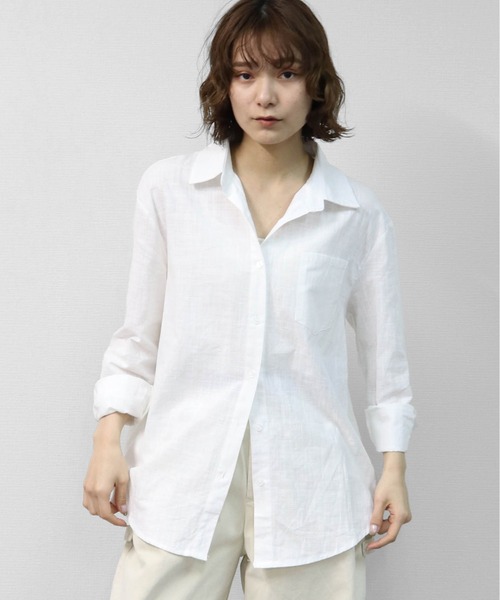 THE CELL.(ザセルドット)の「テンセルリネン BIGシャツ TENCEL LINEN OVERSIZED SHIRT(シャツ/ブラウス・レディース・オフホワイト/ブラック/アイボリー・FREE)」の2枚目の写真