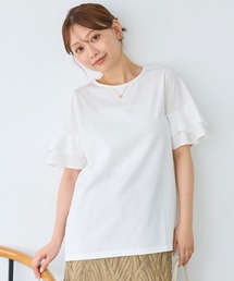 【好機能シリーズ】接触冷感・吸水速乾・UVカット｜フレアスリーブタックプルオーバー｜華奢見え/きれいめ/オフィスカジュアル/二の腕カバー