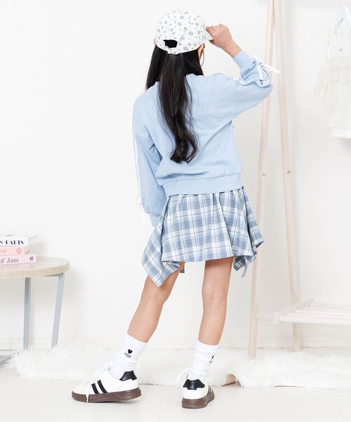 algy(アルジー)の「アシメヘムチェックスカパン(スカート・キッズ・ブラック/グレー/サックスブルー・140/130/160/150)」の15枚目の写真