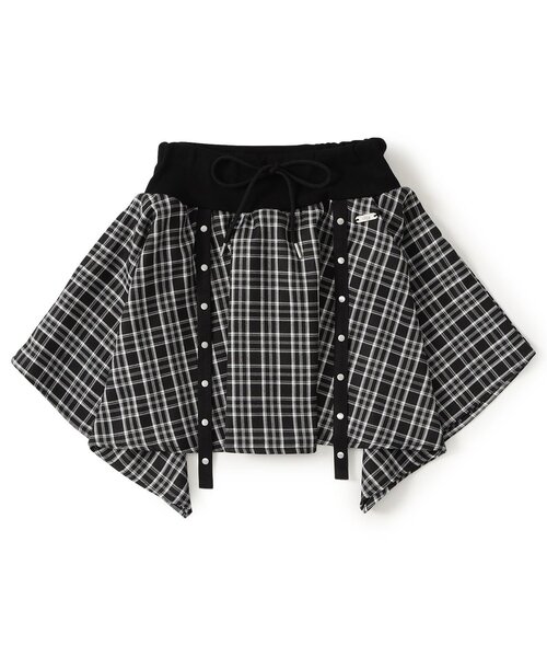 algy(アルジー)の「アシメヘムチェックスカパン(スカート・キッズ・ブラック/グレー/サックスブルー・140/130/160/150)」の4枚目の写真