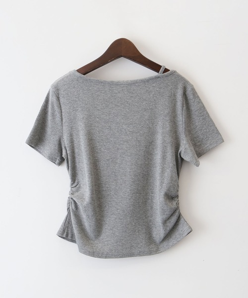 SpRay(スプレイ)の「【こなれ感UP/アシメデザイン】テレコレイヤードアシメショートスリーブTシャツ(Tシャツ/カットソー・レディース・ホワイト/ブラック/グレー/サックスブルー/イエロー・MEDIUM/LARGE)」の18枚目の写真