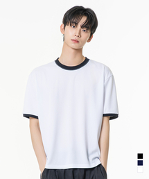 エッセンシャルエアメッシュ半袖リンガーTシャツホワイト