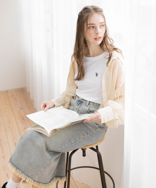 U.S. POLO ASSN.（ユーエスポロアッスン）の「【U.S. POLO ASSN.】clear 別注 リブタンクトップ（タンクトップ・レディース・ブラック/オフホワイト/グレー・F）」の6枚目の写真