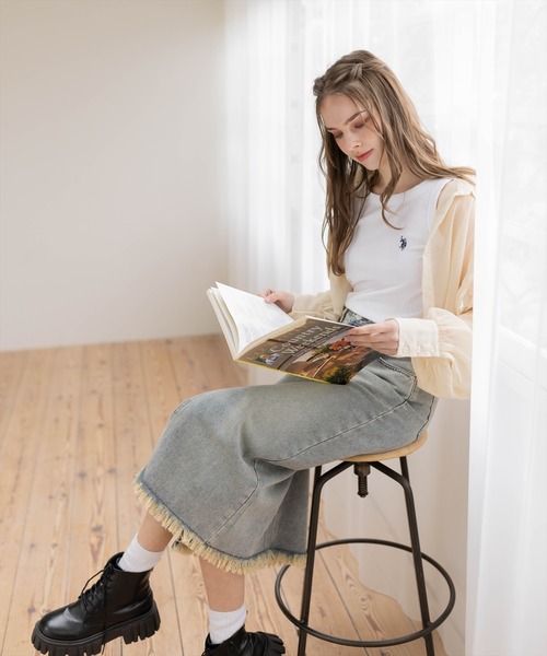 U.S. POLO ASSN.（ユーエスポロアッスン）の「【U.S. POLO ASSN.】clear 別注 リブタンクトップ（タンクトップ・レディース・ブラック/オフホワイト/グレー・F）」の7枚目の写真