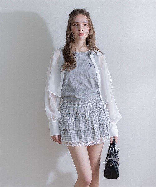 U.S. POLO ASSN.（ユーエスポロアッスン）の「【U.S. POLO ASSN.】clear 別注 リブタンクトップ（タンクトップ・レディース・ブラック/オフホワイト/グレー・F）」の18枚目の写真
