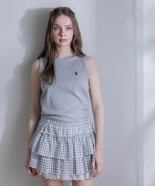 U.S. POLO ASSN.（ユーエスポロアッスン）の「【U.S. POLO ASSN.】clear 別注 リブタンクトップ（タンクトップ・レディース・ブラック/オフホワイト/グレー・F）」の16枚目の写真