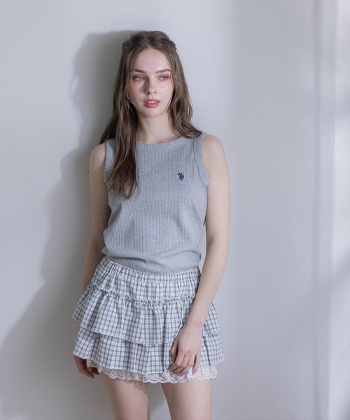 U.S. POLO ASSN.（ユーエスポロアッスン）の「【U.S. POLO ASSN.】clear 別注 リブタンクトップ（タンクトップ・レディース・ブラック/オフホワイト/グレー・F）」の17枚目の写真