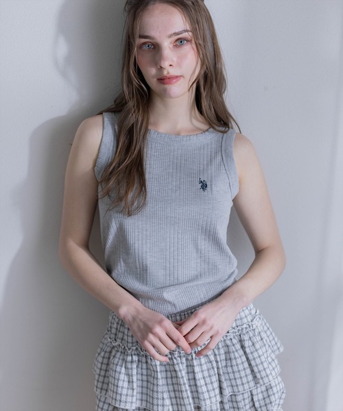 U.S. POLO ASSN.（ユーエスポロアッスン）の「【U.S. POLO ASSN.】clear 別注 リブタンクトップ（タンクトップ・レディース・ブラック/オフホワイト/グレー・F）」の15枚目の写真