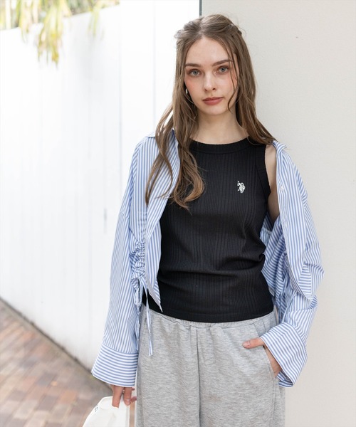 U.S. POLO ASSN.（ユーエスポロアッスン）の「【U.S. POLO ASSN.】clear 別注 リブタンクトップ（タンクトップ・レディース・ブラック/オフホワイト/グレー・F）」の9枚目の写真