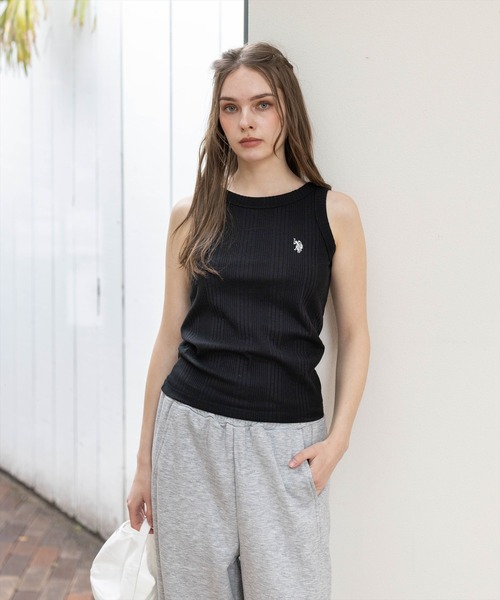 U.S. POLO ASSN.（ユーエスポロアッスン）の「【U.S. POLO ASSN.】clear 別注 リブタンクトップ（タンクトップ・レディース・ブラック/オフホワイト/グレー・F）」の13枚目の写真
