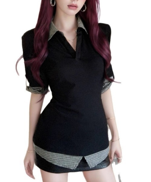 Alvia(アルビア)の「切り替えフェイクレイヤードTシャツ(Tシャツ/カットソー・レディース・ブラック・M)」の16枚目の写真