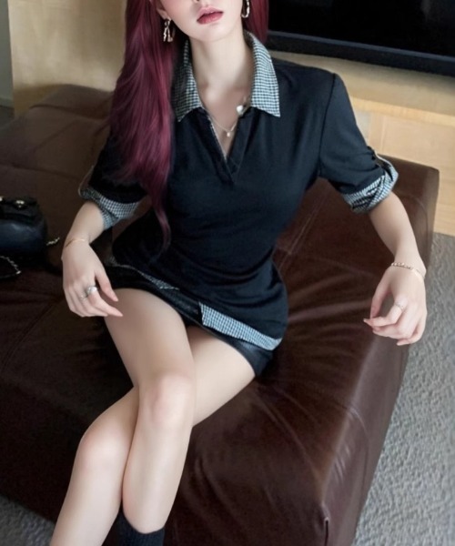 Alvia(アルビア)の「切り替えフェイクレイヤードTシャツ(Tシャツ/カットソー・レディース・ブラック・M)」の18枚目の写真
