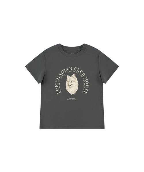 SIYAZU(シヤジュ)の「SITP5265 ポメラニアン 半袖Tシャツ_チャコール(Tシャツ/カットソー・レディース・チャコール・ONE)」の1枚目の写真